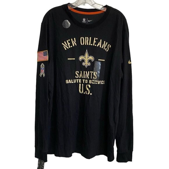 Nike Dri-Fit NWT Men's Tee XL New Orleans Saints Salute to Service Long Sleeve - Picture 1 of 4